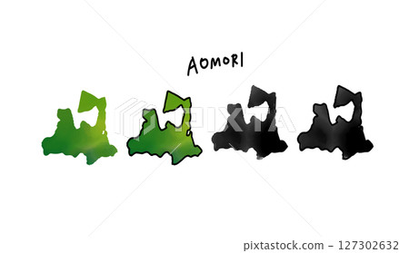 手繪水彩青森縣地圖向量插圖 127302632