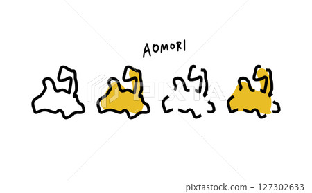 青森縣地圖的流行手繪向量插圖 127302633