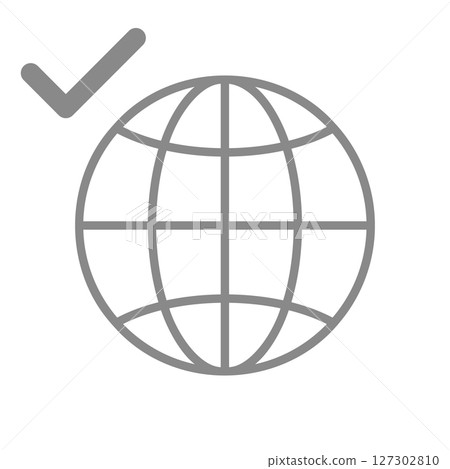 帶有復選標記的簡單地球圖標 127302810