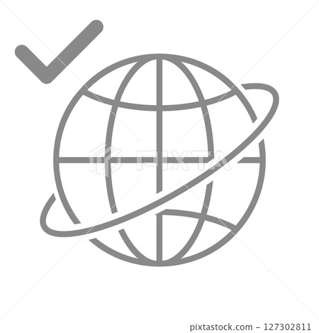 帶有復選標記的簡單地球圖示_3 127302811
