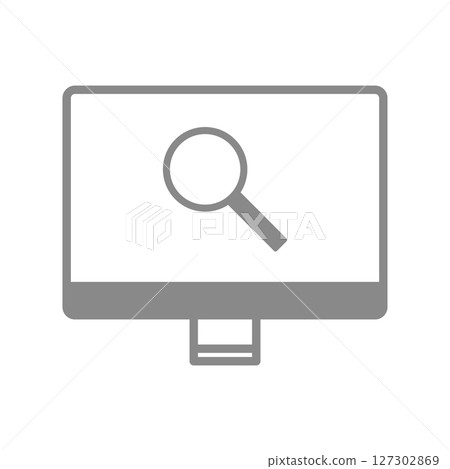 Desktop computer icon with a magnifying glass 127302869