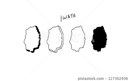 岩手縣三維地圖的手繪向量插圖 127302936