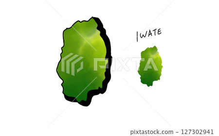 以綠色水彩繪製的岩手縣手繪地圖的向量插圖 以綠色水彩繪製的岩手縣手繪地圖的向量插圖 127302941