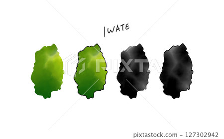 岩手縣手繪水彩地圖的向量插圖 127302942