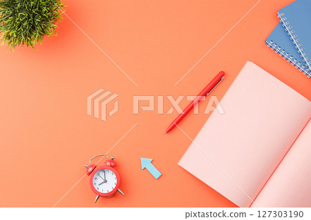 Open notepad, office desktop concept. Open notepad, office desktop concept. 127303190