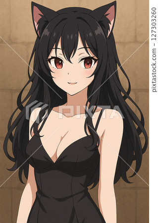 Smiling Black Cat Princess 127303260