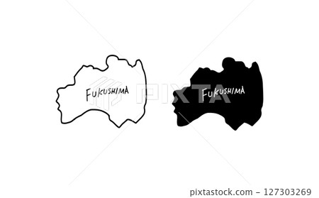 簡單的福島縣地圖手繪向量插圖 2 127303269