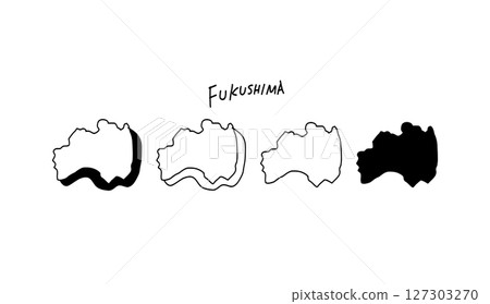 福島縣三維地圖的手繪向量插圖 127303270