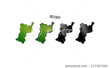 宮城縣地圖的手繪向量插圖，以水彩畫 127303380