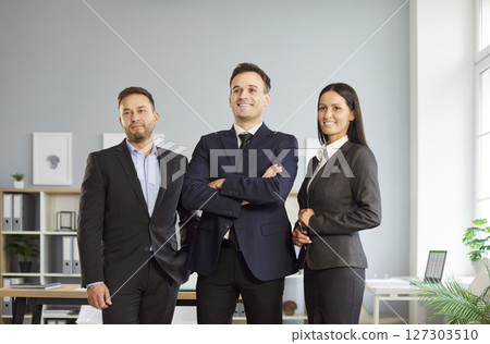 Group Portrait Of Business Professionals In Office Meeting 127303510