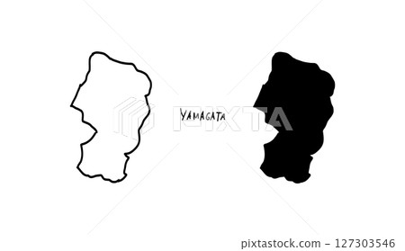 山形縣地圖的簡單手繪向量插圖 127303546