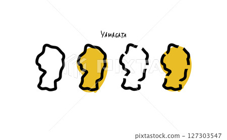 Pop hand-drawn vector illustration of a map of Yamagata prefecture 127303547