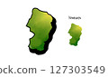 Vector illustration of a hand-drawn map of Yamagata prefecture painted in green watercolor 127303549