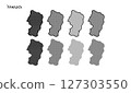 Hand-drawn vector illustration of a map of Yamagata prefecture with a monochrome pattern 127303550