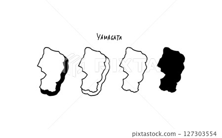 Hand-drawn vector illustration of a three-dimensional map of Yamagata prefecture Hand-drawn vector illustration of a three-dimensional map of Yamagata prefecture 127303554