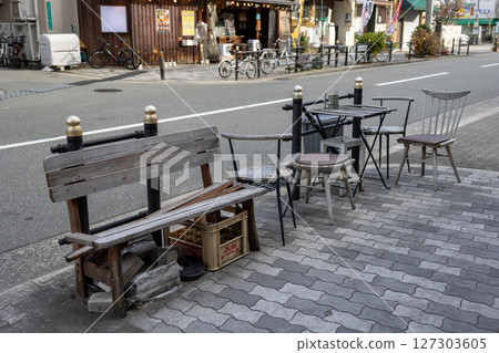 Chair on the sidewalk Chair on the sidewalk 127303605