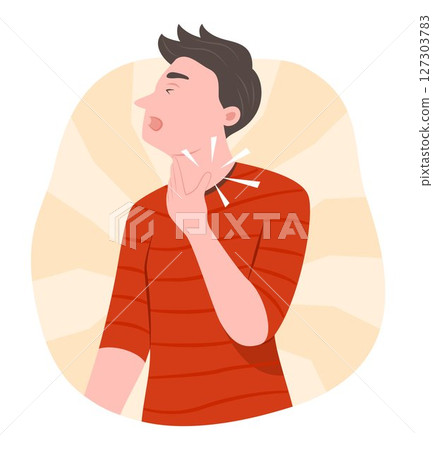 Sick Man Suffering from Sore Throat for Healthcare and Sickness Concept Illustration 127303783