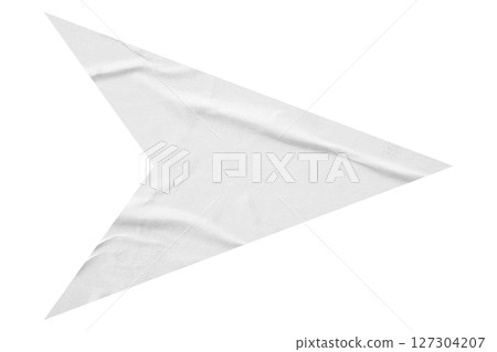 White crumpled paper arrow isolated on transparent background 127304207