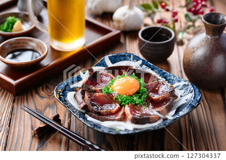 Bonito yolk pickled in soy sauce 127304337