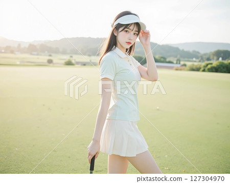 女子打高爾夫球 127304970