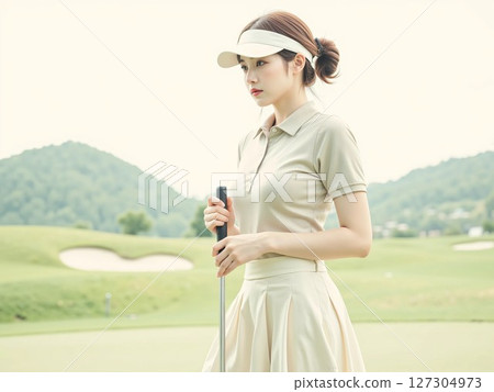 Women playing golf Women playing golf 127304973