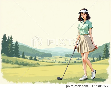 女子打高爾夫球 女子打高爾夫球 127304977