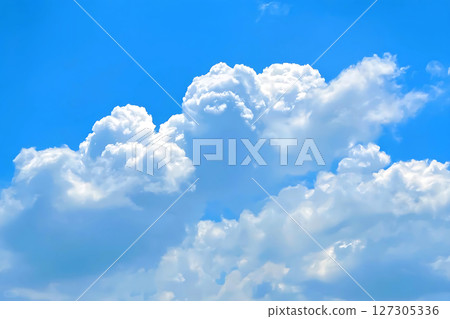 Vivid Cumulus Cloudscape Against a Brilliant Blue Sky. Vivid Cumulus Cloudscape Against a Brilliant Blue Sky. 127305336