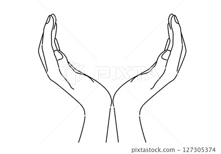 Silhouette illustration of two hands spread out to embrace each other Silhouette illustration of two hands spread out to embrace each other 127305374