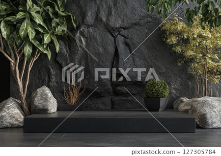 plant in pot on cement wall 127305784