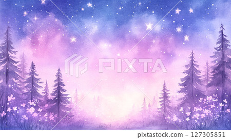 A fantasy forest enveloped in the starry sky 127305851