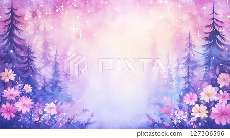 盛開的紫玫瑰的夢幻風景畫 127306596