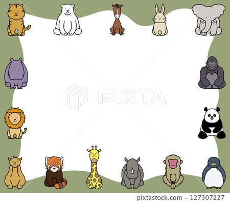 Cute animal illustration frame green Cute animal illustration frame green 127307227