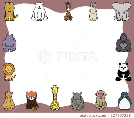 可愛的動物框架插圖紅色 127307228
