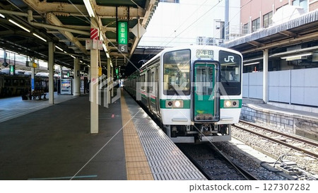 A train stopped at Sendai Station A train stopped at Sendai Station 127307282