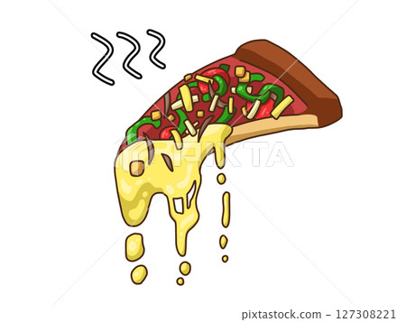 Illustration of pizza with melted cheese Illustration of pizza with melted cheese 127308221