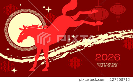 Stylized greeting card for chinese new year 2026 127308713