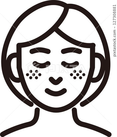 Icons, blemishes, freckles, liver spots, cosmetic medicine, cosmetic surgery, medical, person, woman, pictogram, illustration 127308881