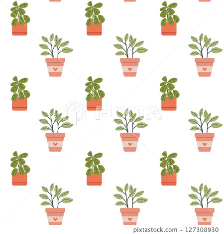 Seamless pattern with house plants. Home plants. Seamless pattern with house plants. Home plants. 127308930