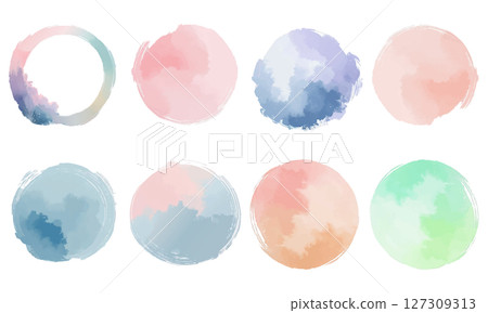 水彩漸層圓圈素材集 | 柔和色彩的裝飾插圖 127309313