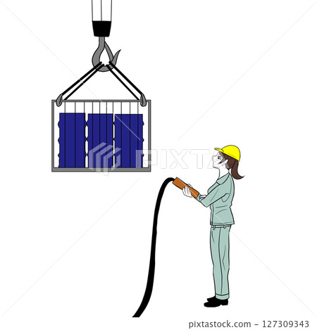 Girl operating a crane Girl operating a crane 127309343