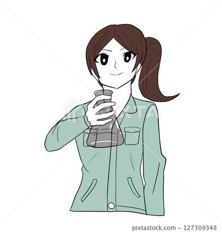 Girl shaking an Erlenmeyer flask Girl shaking an Erlenmeyer flask 127309348