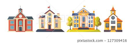 Charming Schoolhouse Illustrations Graphics for Education Design On Transparent Background 127309416