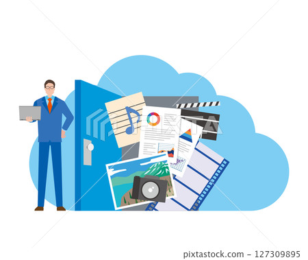 Cloud storage and men Cloud storage and men 127309895