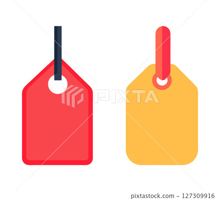 Red and Orange Price Tags Blank Labels for Retail Marketing and Design 127309916