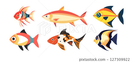 Vibrant Colorful Fish Illustration A Collection of Aquatic Life Vibrant Colorful Fish Illustration A Collection of Aquatic Life 127309922