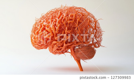 Orange Abstract Brain Design with Intricate Wire-Like Structure Orange Abstract Brain Design with Intricate Wire-Like Structure 127309983