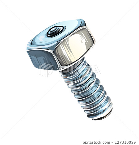 Closeup Precision Engineered Bolt Industrial Hardware Detail Closeup Precision Engineered Bolt Industrial Hardware Detail 127310059