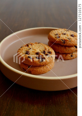 stacked chocolate chip cookies 127310175