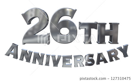 3DCG文字“26週年/26週年紀念馬克·斯帕克” 127310475