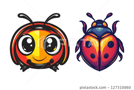 Vibrant Ladybug Beetle Illustrations Perfect for Designs Prints 127310860